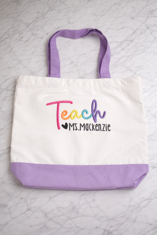 Personalized "Teach" Canvas Tote